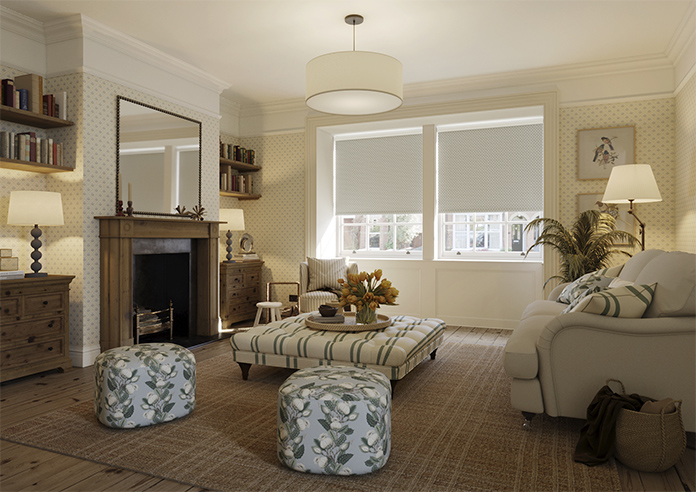 Trellis Prints, Scallop and Bud Raffs Blue - Twist&Fit Roller Blind - Image 7